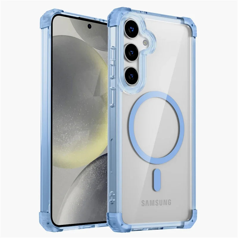 Armor Shockproof Transparent Case For Samsung Galaxy S26 S25 S24 S23 S22 S21 Note 20 Ultra Plus S24FE S25FE For Magsafe Cover