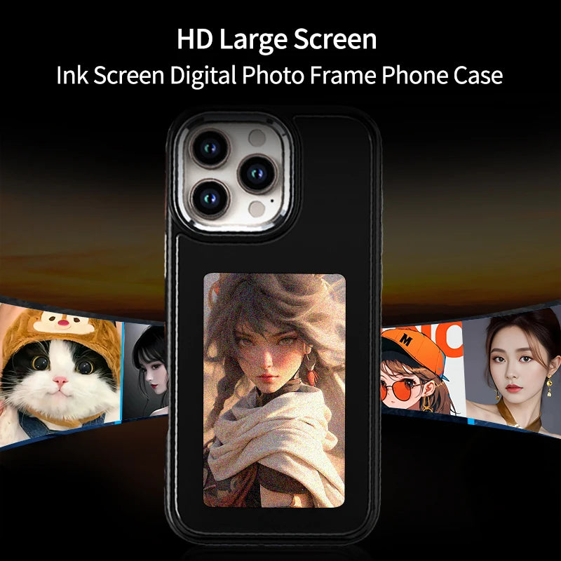 AERMY Digital NFC 3.7 inch Ink Screen Phone Case For iPhone 13 14 15 16 Pro Max Wholesale DIY Display Phone Caver