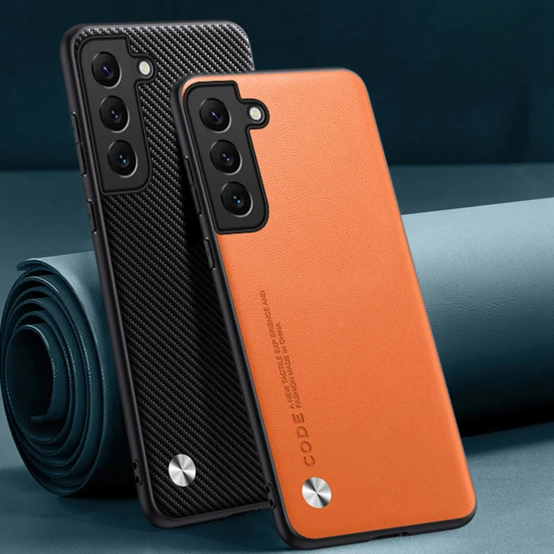 Luxury Leather Case For Samsung Galaxy S21 FE S22 S23 Plus Back Cover Silicone Protection Phone Case For Samsung S21 S22 Ultra