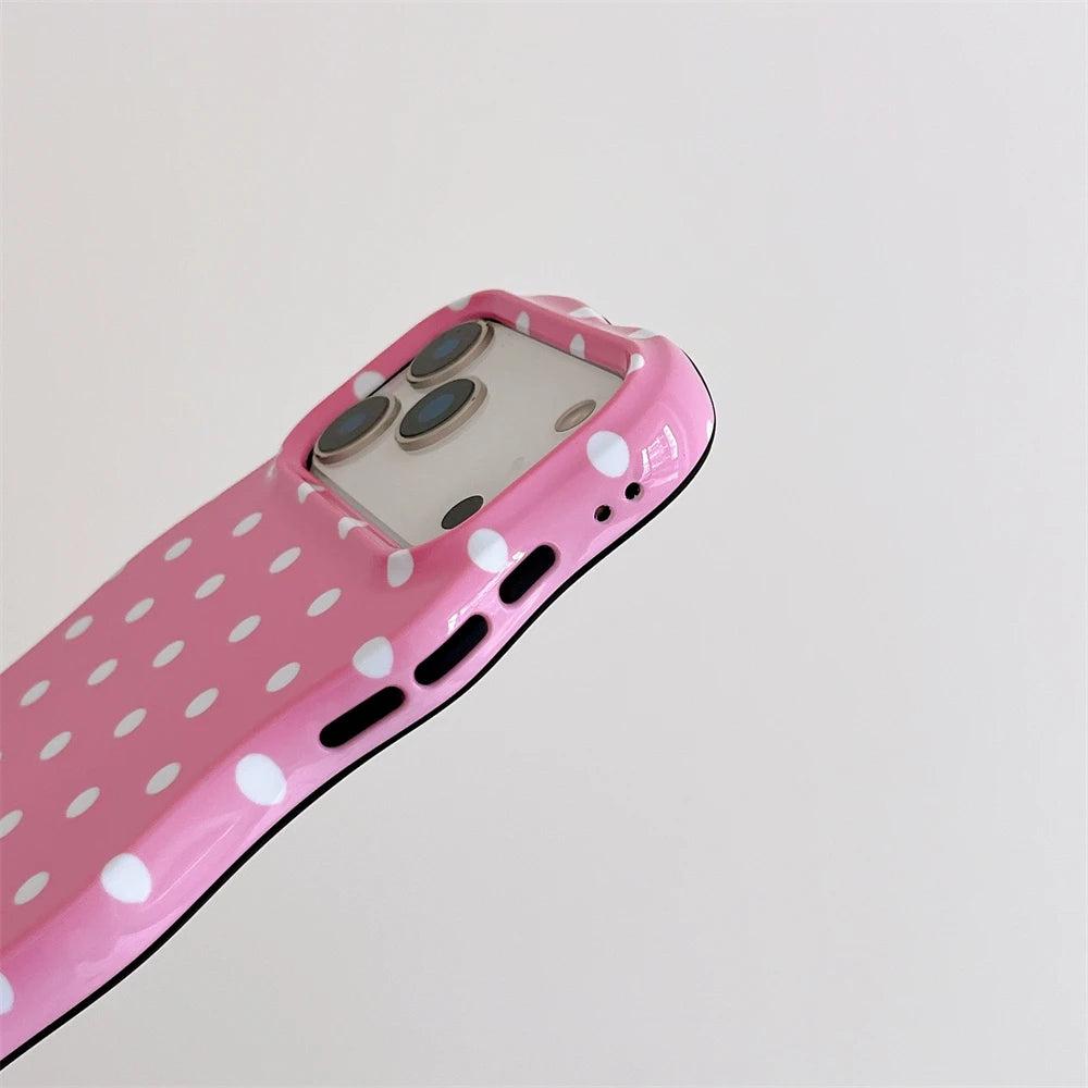 Cute 3D Wavy Pattern INS Polka Dot Small Fresh Mobile Phone Case for iPhone 17 16 15 14 13 Pro Max Ultra Slim Shockproof Cover
