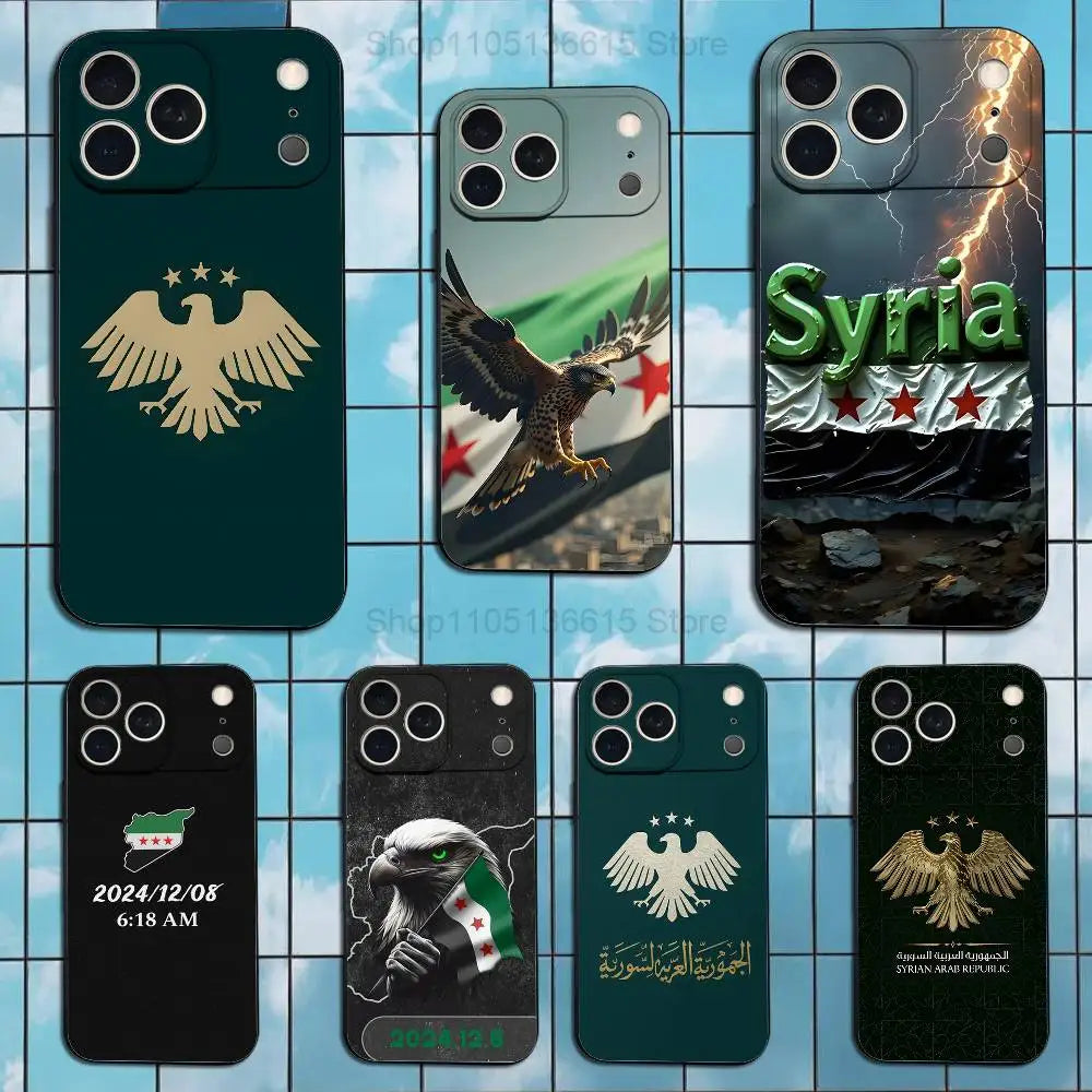 Cool Art S-SYRIA Flag Phone Case For iPhone 17,16,15,14,13,12,11 Plus,Pro Max,XS,X,XR,SE,Mini,8,7,Soft Silicone Black Cover