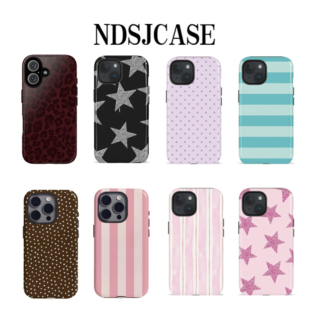 Designer Pink and White Stripes Phone Case for IPhone 17 16 15 14 13 12 11 XS XR Air Pro Max Plus Luxury Double-layer Back Cover