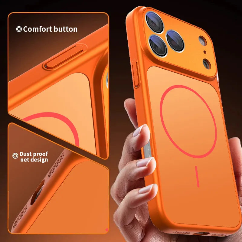 Luxury Original Magnetic Matte Armor Shockproof Phone Case For iPhone 17 16 15 14 13 Pro Max For Magsafe Wireless Charge Cover