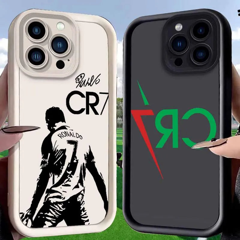 CR7 Case for iPhone 16 E 15 Pro Max 14 Plus 13 12 Mini 11 Pro Max XS X 8 7 SE Soft Liquid Silicone Shockproof Back Cover Funda
