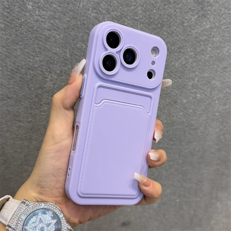 Luxury Soft Silicone Wallet Case For iPhone 17 Air 16E 15 14 Plus 13 12 Mini 11 Pro Max XR XS Shockproof Card Holder Slot Cover