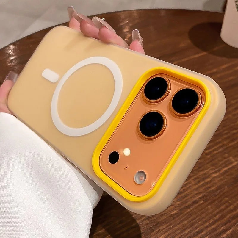 Luxury 2IN1 Clear Candy Phone Case For iPhone 17 Pro Max Air 14 15 Plus 12 13 16 Pro For Magsafe Magnetic Matte Protector Cover