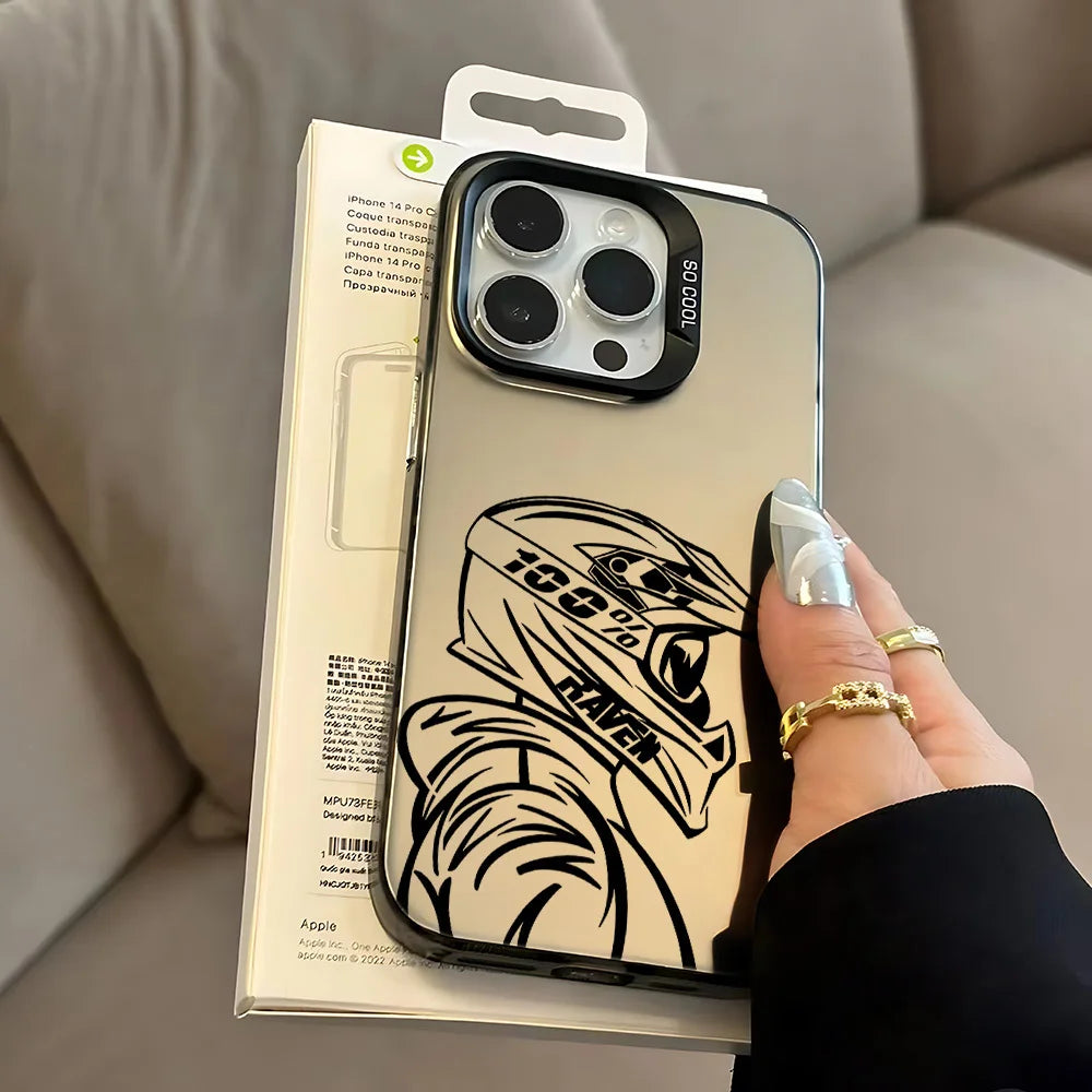 Motorcycle Rider Creative Phone Case for iPhone 17 16 15 14 13 12 11 Pro/ Max/Plus Anti-fall and Shock Protection Rear Cover