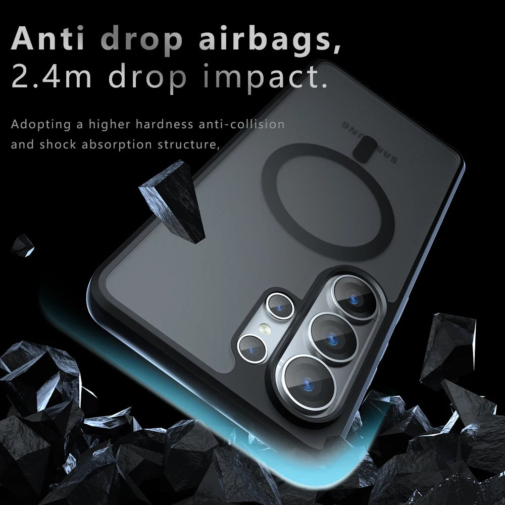 Magnetic Frosted Clear Phone Case For Samsung Galaxy S26 S25 S24 S23 S22 Ultra Plus S25 FE Plain Transparent Shockproof Cover