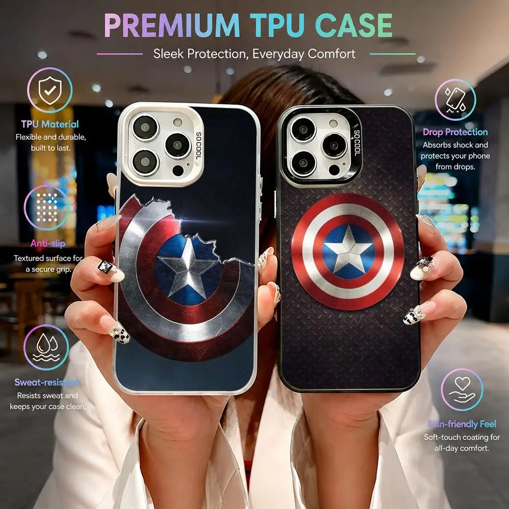 captain america shield Phone Case Clear TPU Anti-Yellow Shockproof Case For iPhone 11 12 13 14 15 16 17 Pro Max