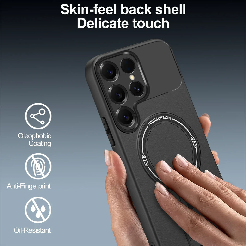 Luxury Matte Magnetic Phone Case For Samsung S26 Ultra S24 Plus S23 S22 S25 Ultra For Magseafe Fold Ring Holder Protection Cover