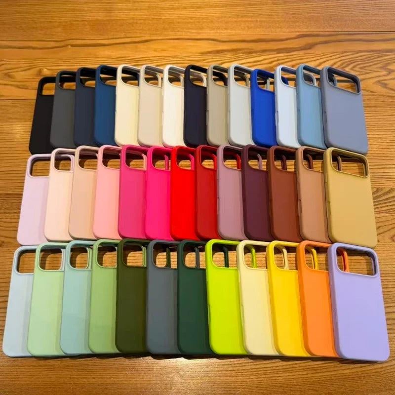 Luxury Original Silicone Case for iPhone 17 Air 16 15 14 13 12 Pro Max Plus 11 Shockproof Candy Official Liquid Soft Back Cover