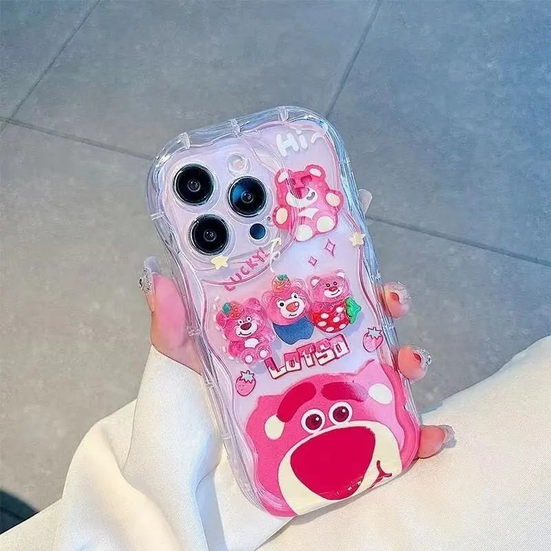 Casing For Iphone 17 Air 16 Pro Max 15 14 13 12 11 Pro Max 16e Plus12 13 mini 16+ Case Clear Strawberry Bear Lotso Chain   Soft