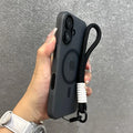 for Magsafe Candy Color Contrast Lanyard Case for iPhone 17 Air 16 15 Pro Max 14 Plus 13 Hand Wrist Strap Matte Soft TPU Cover
