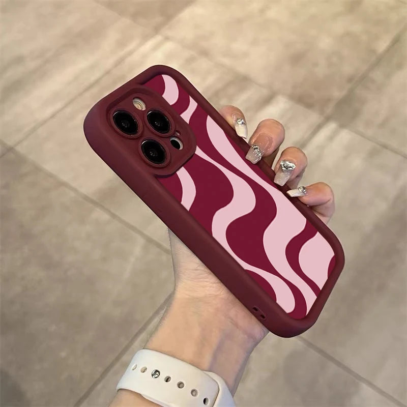 Fashionable Red Lines Soft Phone Case For iPhone 16 Pro Max Case iPhone 17 13 15 16 11 14 12 Pro Max XR 7 8 Plus Simple Cover