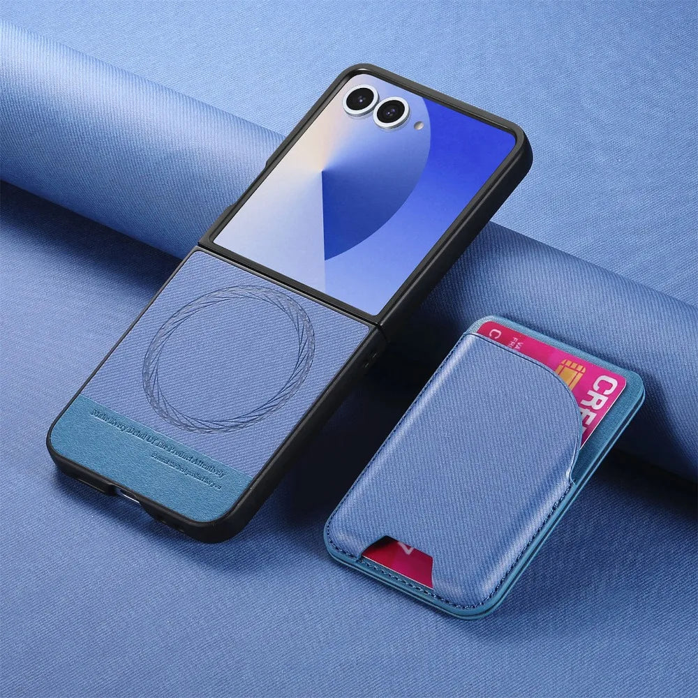 For Samsung Galaxy Z Flip 7 5G 2025 Luxury Case Magnet Card Holder Detachable 2IN1 Leather Folding Funda Phone Z Flip 3 4 5 6 7
