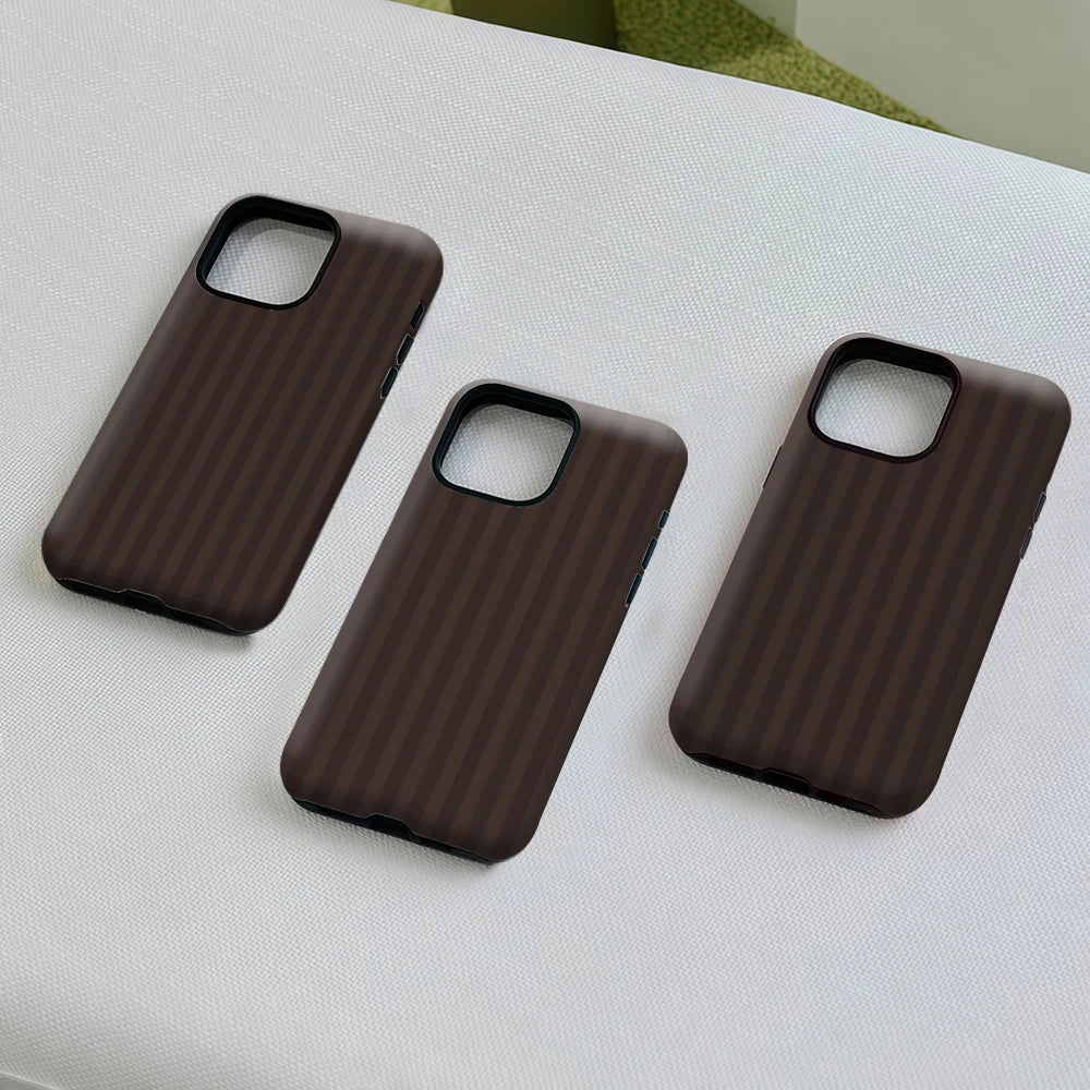 Dark Brown Stripes Phone Case for Magnetic Phone Case for IPhone 17 16 15 14 13 Pro Max Plus Single Double-layer Tough Case