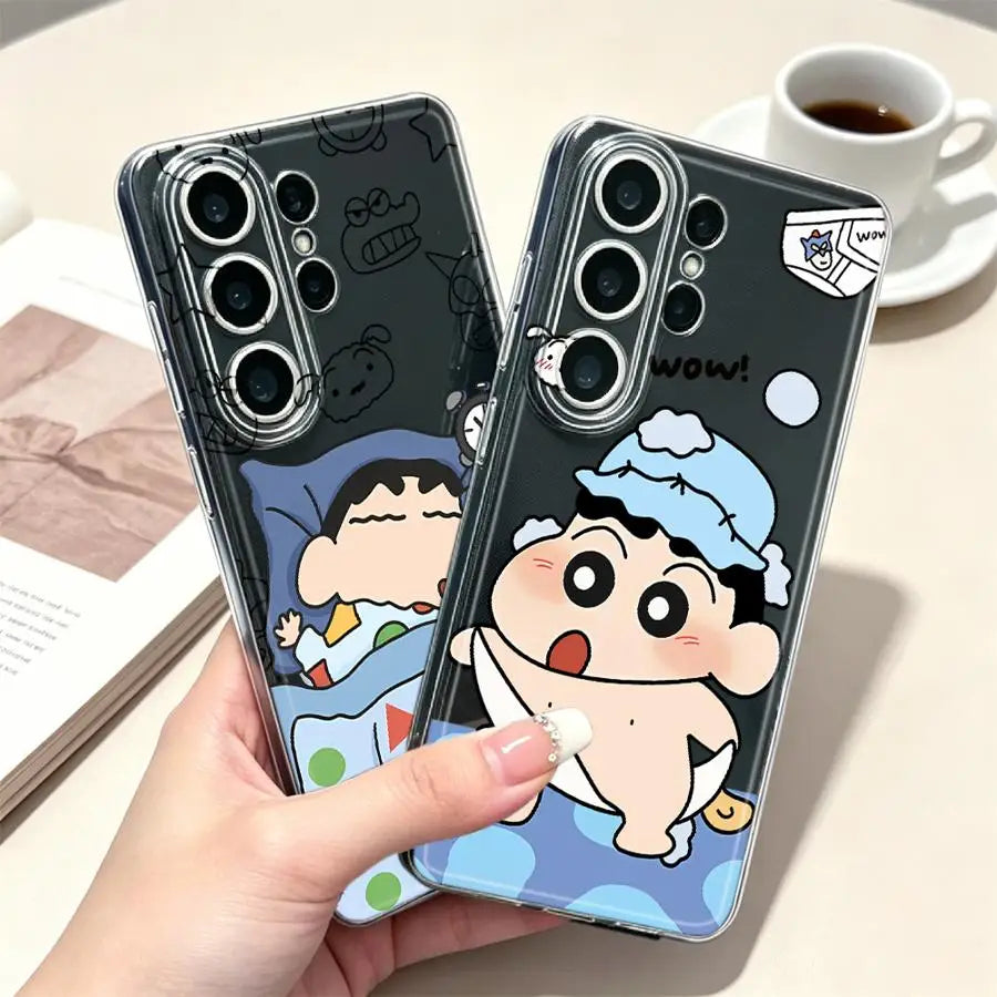 Shin-ChanS Cute Case for Samsung Galaxy S26 S25 Edge Note 20 Ultra 10 S23 Ultra S21 S22 FE S24 S20 Plus Phone Cover