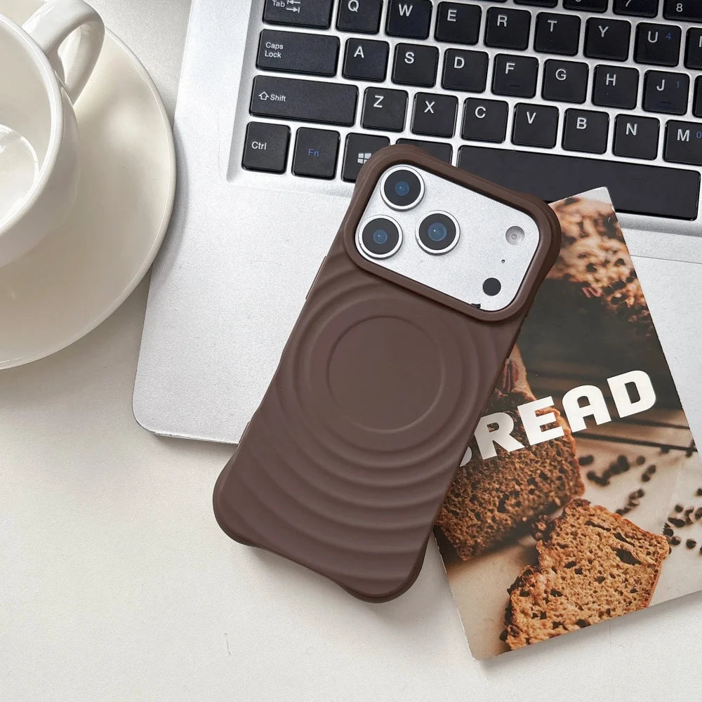 Stylish and cute 3D water wave phone case suitable for iPhone 17 Pro Max 16 15 14 13 12 11 Plus magnetic wireless charging cover
