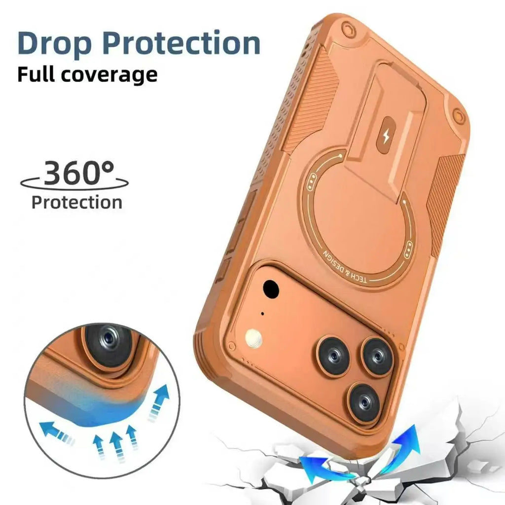 Armour Invisible Bracket For Magsafe Case For iPhone 17 Pro Max Magnetic Wireless Charge Stand Holder Coque  Cover