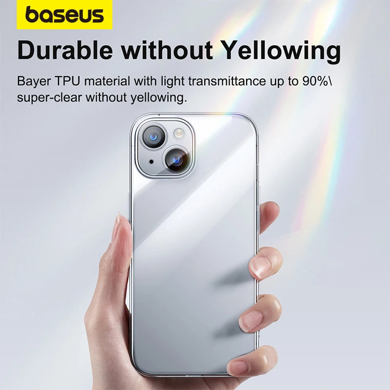 Baseus Clear Case for iPhone 15 Pro Max Plus Case Soft TPU Full Lens Shockproof Transparent Phone Procetor for iPhone 15 Cover
