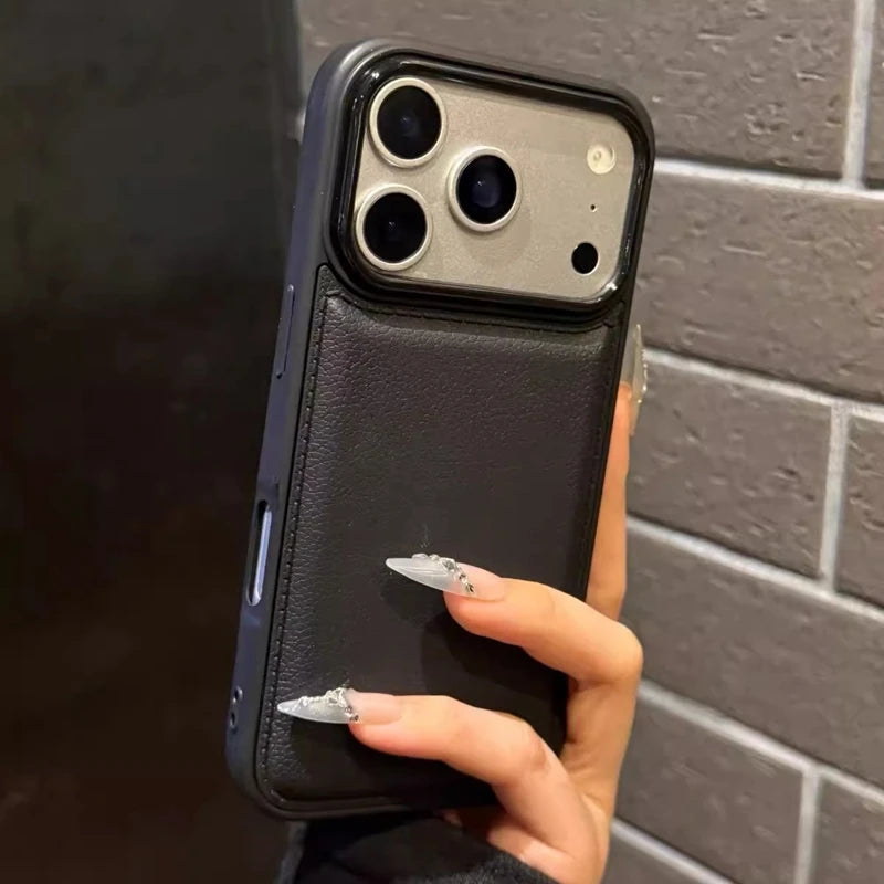 Luxury Drum Cortex Plain Phone Case For iPhone 11 12 13 14 15 16 17 Pro Max Plus 17 Air Shockproof Bumper Cases Cover