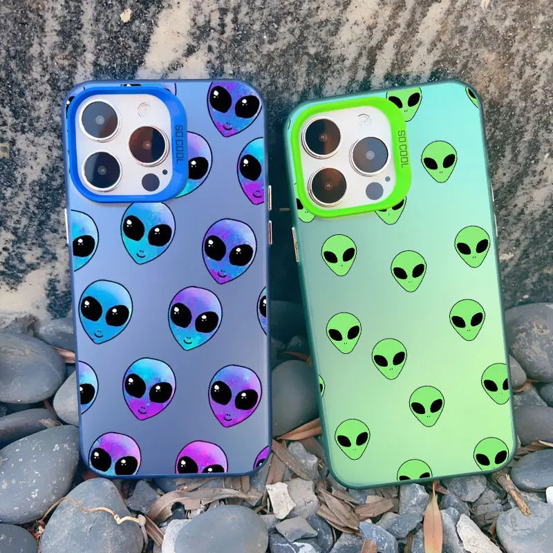 Funny Cartoon Alien Laser Phone Case for iPhone 17 14 11 Pro Max 16 15 Pro Max 13 12 Mini Pro Max 16 15 14 Plus Shockproof Cover