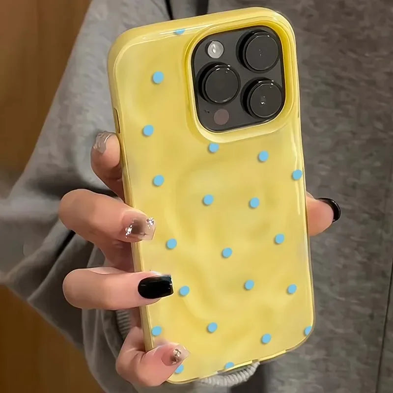 Simple Solid Color Polka Dot Phone Case For iPhone 17 16 15 14 13 12 11 Pro Max Plus 17Air Shockproof Anti-fall Protective Cover