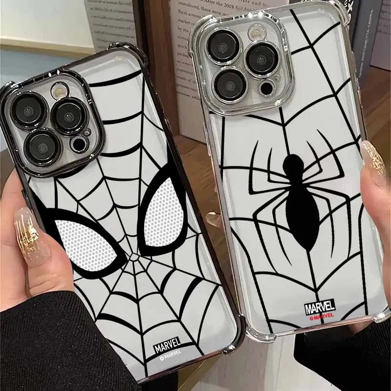 S-pider-ManS Cute For iPhone 17 AIR 16E 16 15 14 13 12 11 XS Pro Max mini Plus Plating Anti-Fall Cool Phone Case