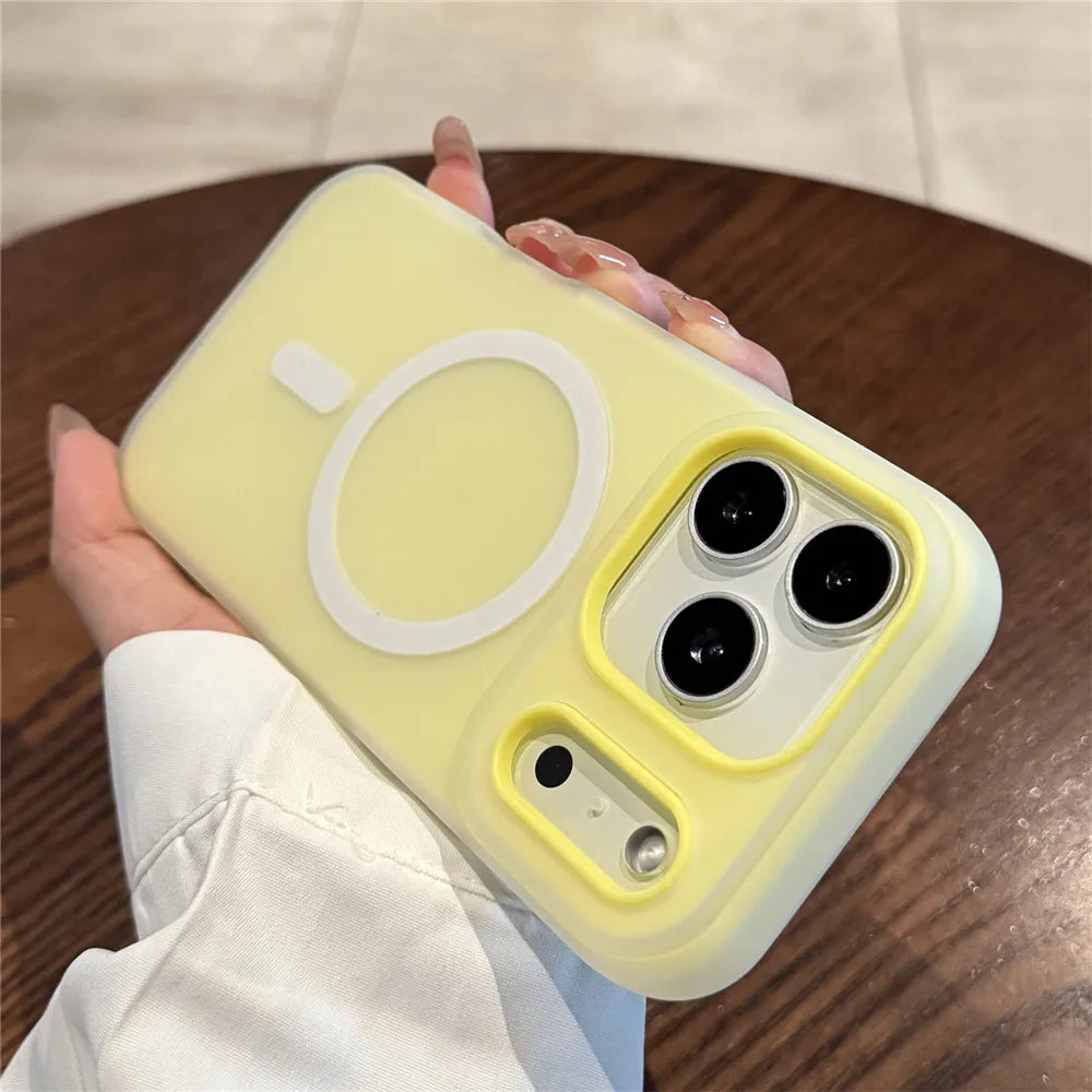 2 IN 1 Luxury For Magsafe Wireless Charge Case for iPhone 12 13 14 15 16 17 Pro Max Plus Magnetic Candy Color Clear Matte Cover