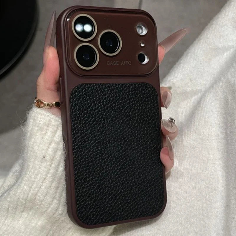 Luxury Crystal Large Window Candy Leather Case for iPhone 17 16 15 14 13 Pro Max 17Pro Shockproof Armor Bumper Plating Cover