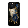 Floral Phone Case Black Blue Gold Flower Pattern For Iphone X To Iphone 16 Pro Max Fashion Protective Cover For Daily Use And Gift
