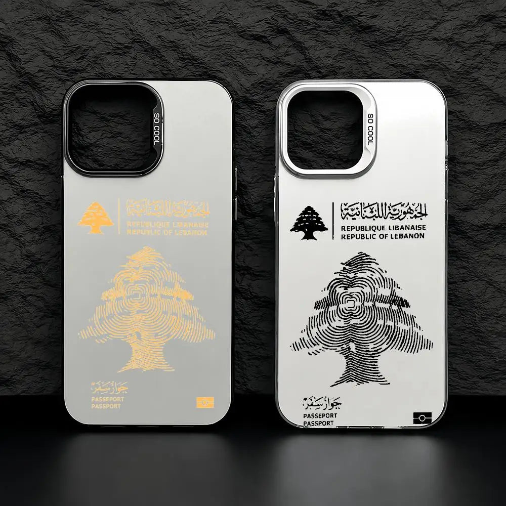 L-Lebanon Passport Phone Case iPhone 17 16 15 14 13 12 11 Pro Max Colorful Silver TPU Case Slim Shockproof