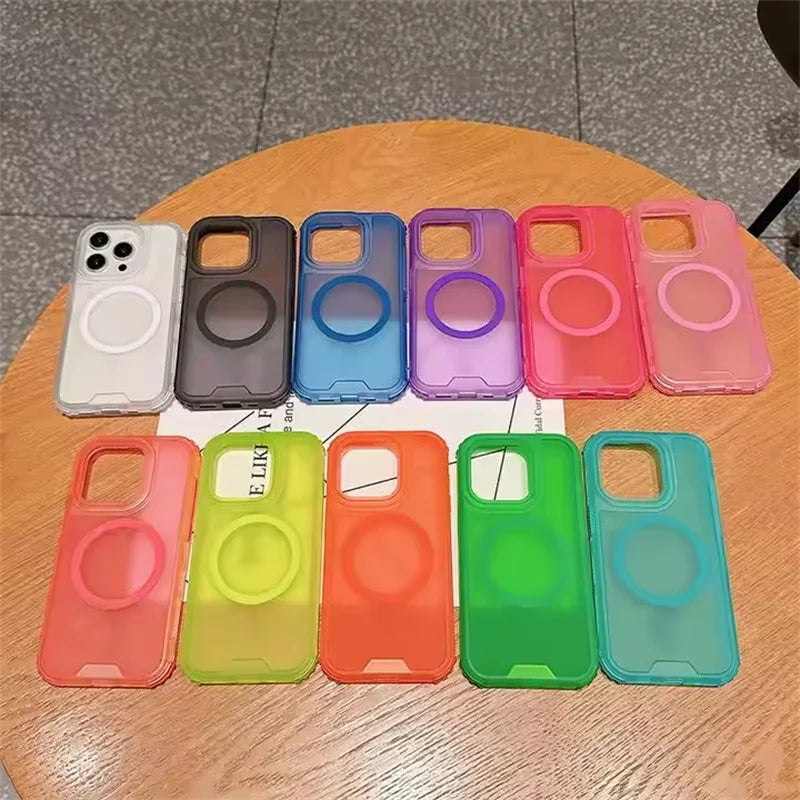 3 in 1 Magnetic Heavy Duty Armor Case for Magsafe IPhone 17 Air 16 15 14 13 12 Pro Max Plus 16Pro IPones Macsafe Cover Accessory