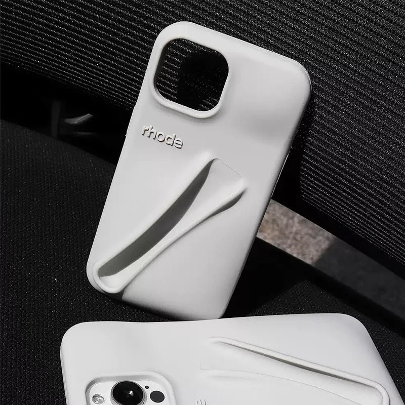 For IPhone 17 16 12 13 14 15 11 Pro Max Plus Fashion Phone Case Gray Toast Espresso Ribbon Lip Gloss Holder Silicone Cover
