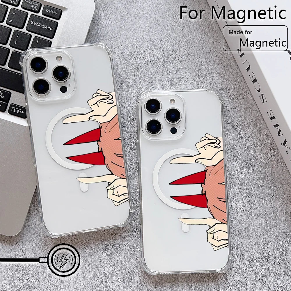 C-Chainsaw-ManS MAKIMA Magnetic Phone Case for iPhone 17 16e 16 15 14 13 12 11 Air Plus Mini Pro Max X XR XSMax Clear Anti Fall