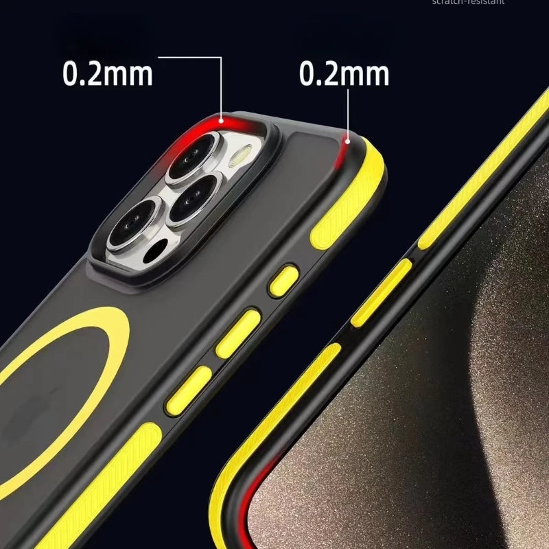 For iPhone 16 Pro Max Luxury Magsafe Magnetic Matte Bicolor Frame Phone Case For iPhone 12 13 14 15 Plus 17 Air Protective Cover