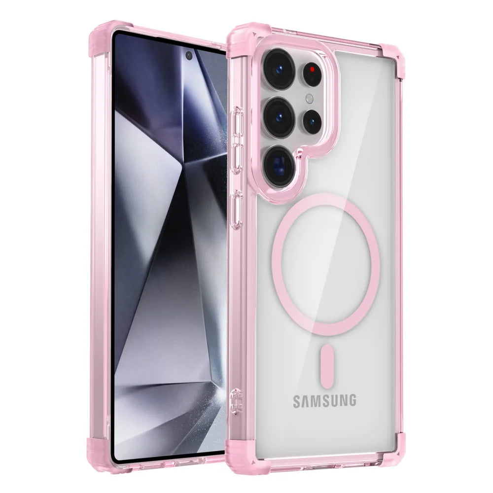 New Transparent Airbag Phone Case for Samsung Galaxy S26 Ultra S25 S24 Plus S23 FE S22 S21 Ultra Magnetic Clear Shockproof Cover