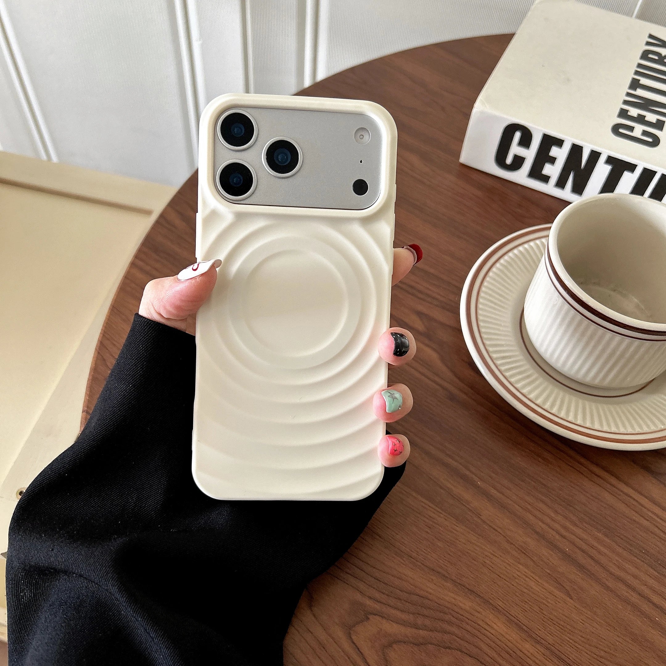 Water Ripple Magnetic Wireless Charge Phone Case for iPhone 17 16 15 14 Plus 13 12 11 Pro max 17Air Matte solid color back cover