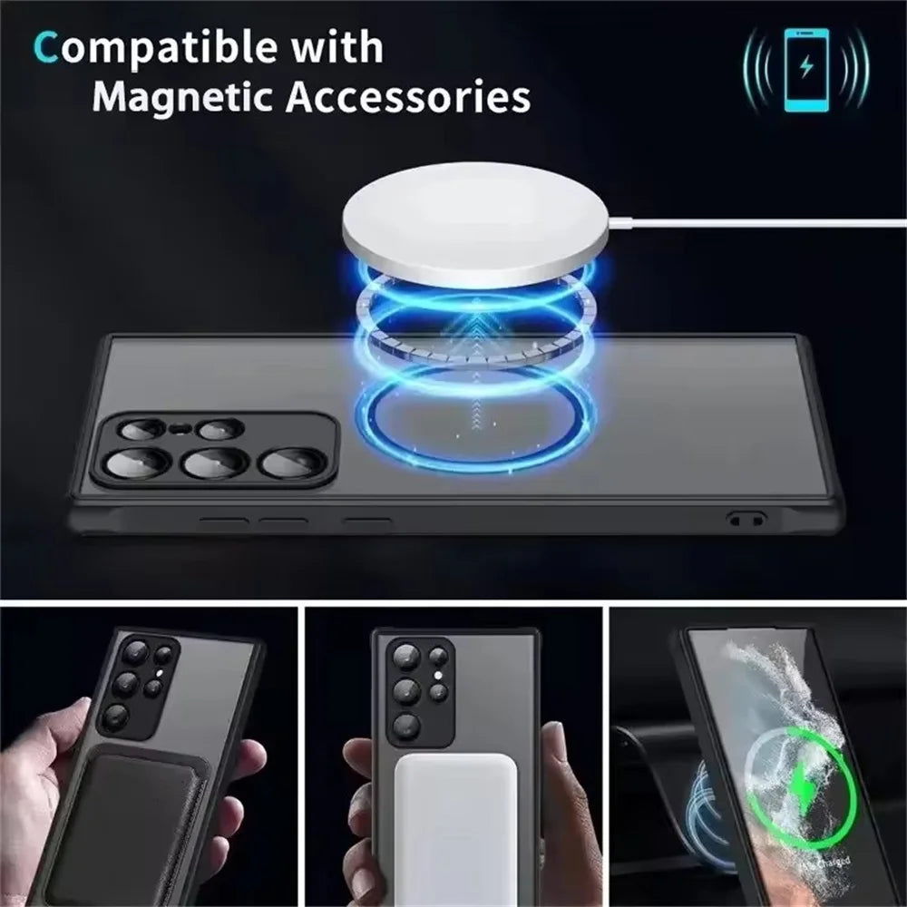 Luxury Candy Color 2in1 Magnetic Phone Cases for iPhone 17 16 13 12 11 14 15 Pro Max Matte Clear for Magsafe Cover for iPhone 17