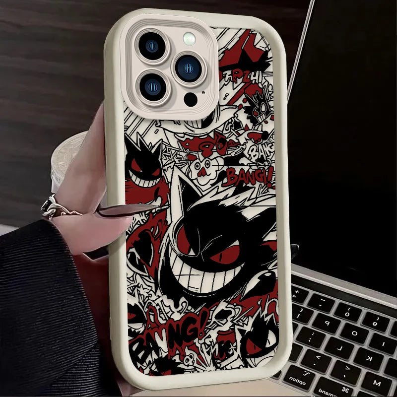 P-Pokemon Gengar Graffiti Phone Case for iPhone 17 Air 16 16E 15 14 13 12 11 Pro Max X XS X S Max XR SE 2020 SE4 7 8 Silicone