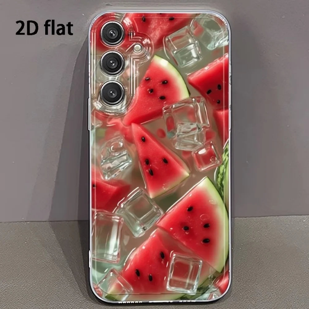 Summer Iced Watermelon Pattern TPU Phone Case For Samsung Galaxy S26 S25 S24 S23 S22 S21 S20 Ultra Plus FE Edge 2022 5G Cover