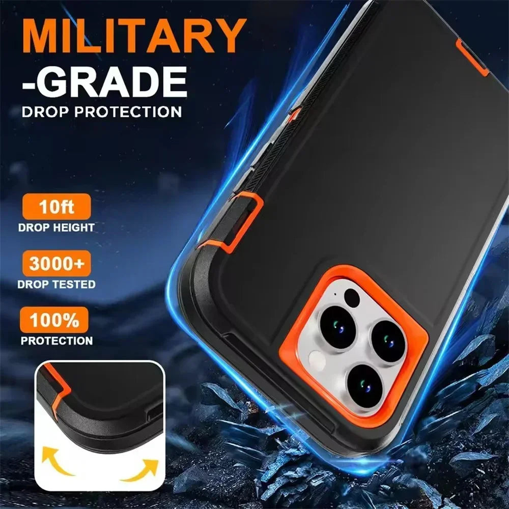 Premium 3IN1 Heavy Duty Ott Anti-Drop Phone Case For IPhone 17 16E 15 14 Plus 13 12 11 Pro Max Box Shockproof Protection Cover