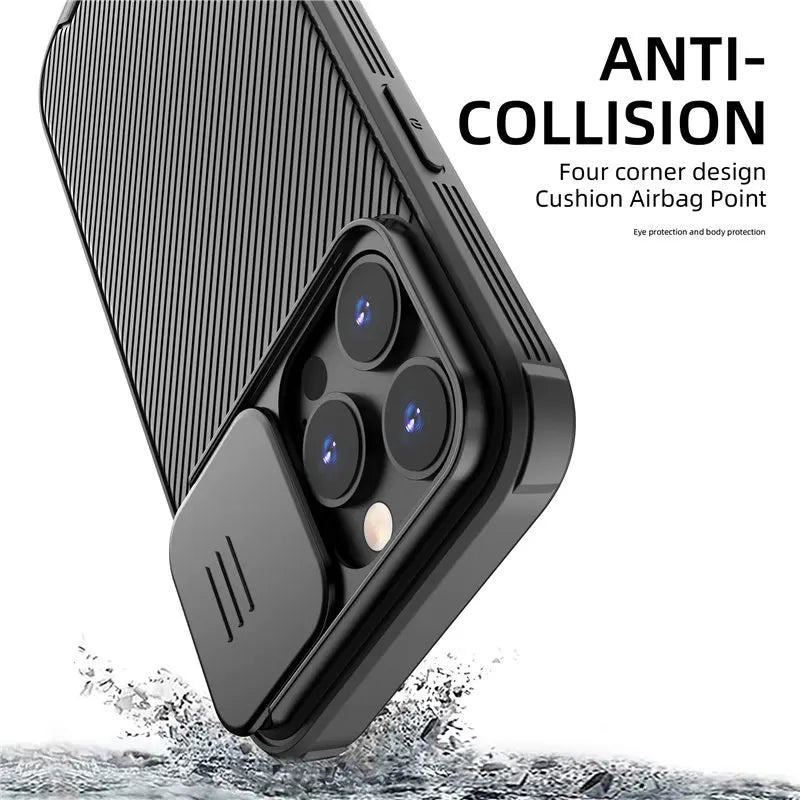 Slide Camera Lens Protection For Magsafe Magnetic Wireless Charging Case For iPhone 13 14 15 16 Pro Max Plus Soft Silicone Cover