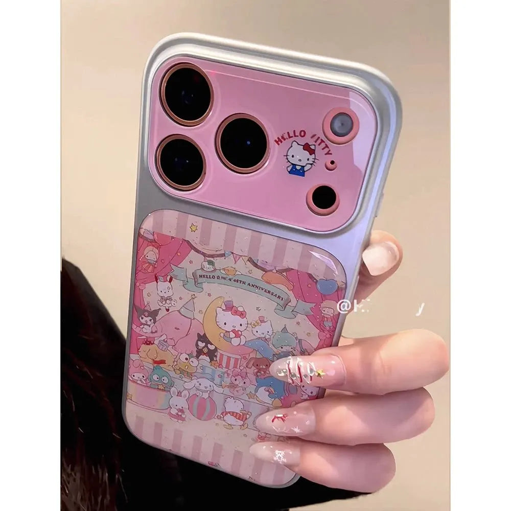Sanrio Cartoon Pink Cute Hello Kitty Party Phone Cases For iPhone 17 16 15 14 Pro Max Lens Shockproof Protective Kawaii Cover