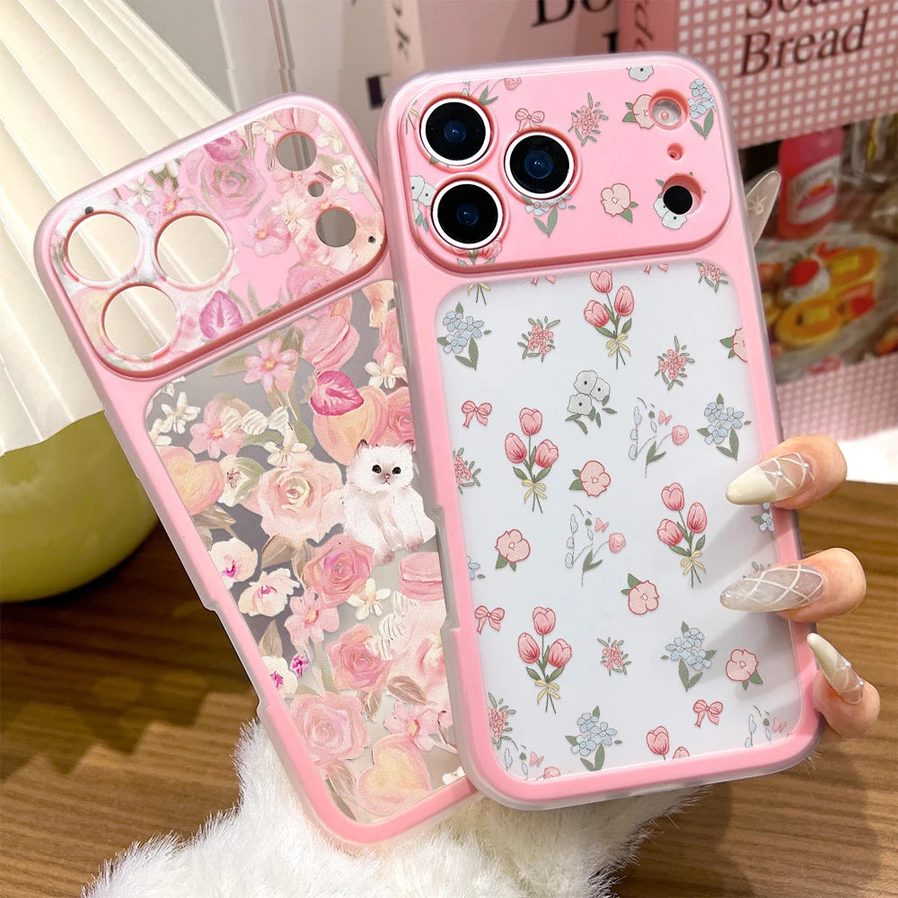 2 in 1 Jelly Pink Flower Case For iPhone 17 Pro Max Air 16 15 14 Pro Max 13 Promax Transformed Into 17 Hard Plastic Cover Fundas