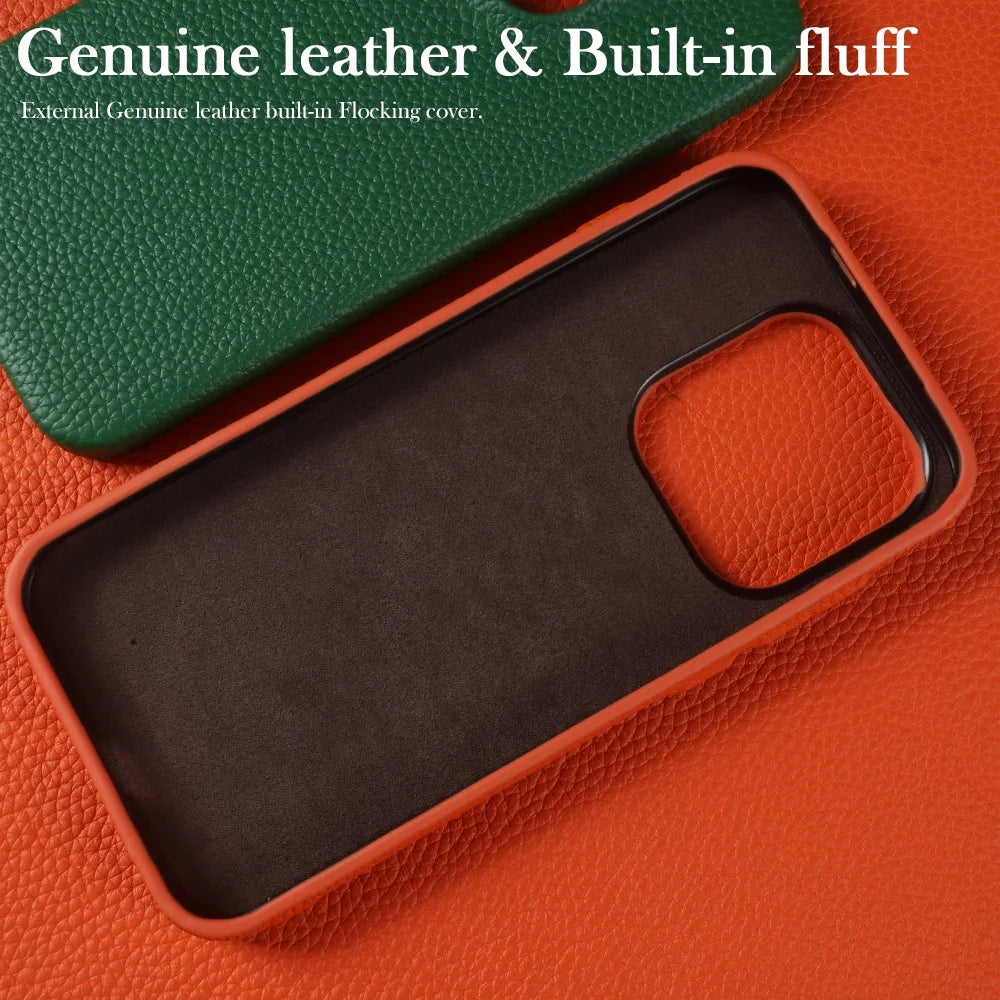 Litchi Genuine Leather Case For Oneplus 15 13T 13S 12 13R 11R 10 Pro Luxury Full Covered Phone Cover Back Protect Coque Fundas