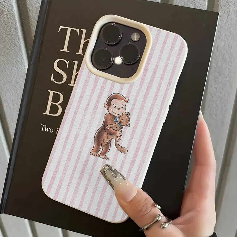 Striped Monkey Holding Cat Phone Case For iPhone 17 Pro Max Air X XR XS Max 7 8 Plus 16 Pro 15 14 13 12 11 Soft Back Cover Y2K