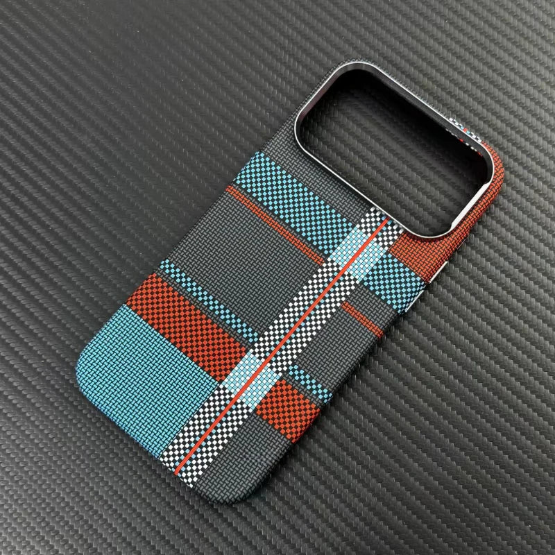 2026 New Plaid Mountain Magnetic Case for iPhone 15 16 17 Pro Max Magnets Charging Back Cover Camera Lens Protection Phone Shell