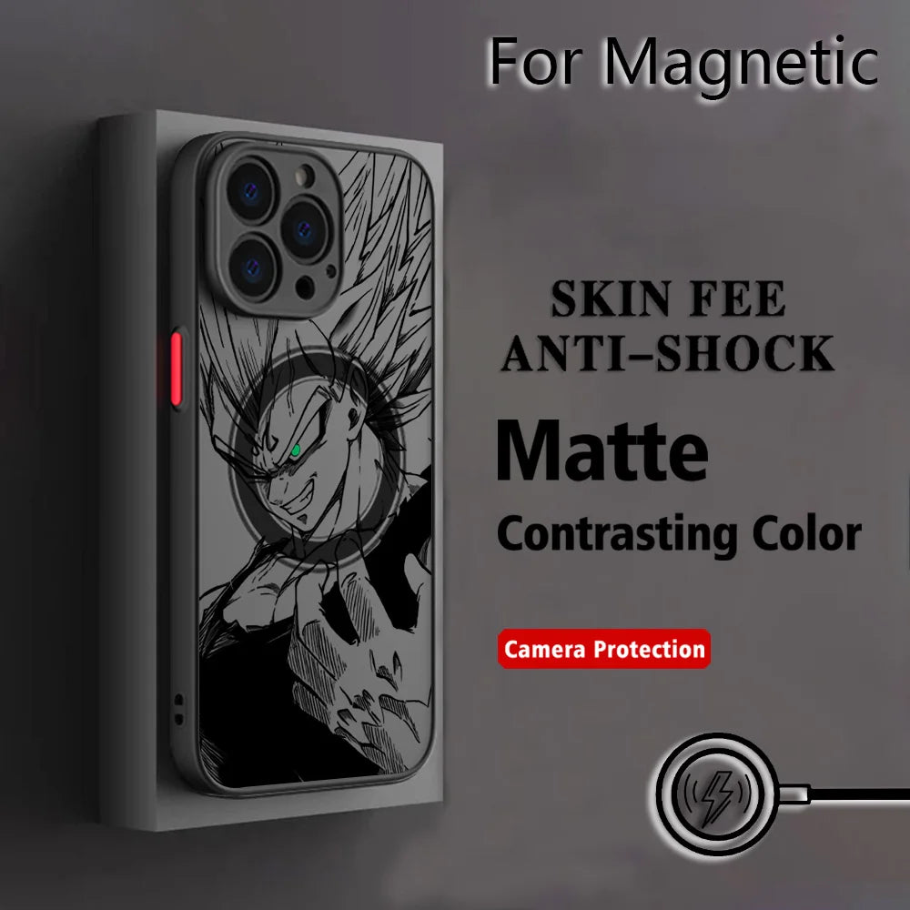 Phone Case for iPhone 17 16 15 14 13 12 11 Pro Max Mini XR XS X 7 8 Plus Matte Magnetic Back Cover Cool Goku Anime Dragons Balls