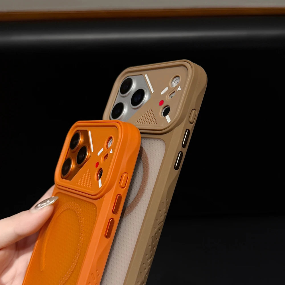 Luxury Shockproof Armor Magnetic Phone Case For iPhone 17 16 15 14 13 12 Pro Max Plus For Magsafe Acrylic Heat Dissipation Cover